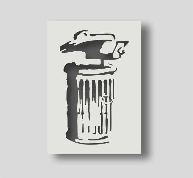 Banksy Cctv Dustbin Stencil Reusable Wall Art Decor - A6-A2 - image 1