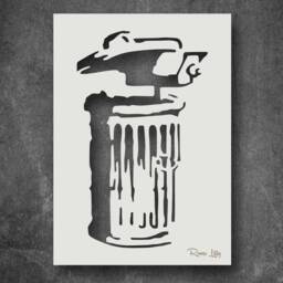 Banksy Cctv Dustbin Stencil Reusable Wall Art Decor - A6-A2 - thumbnail 3