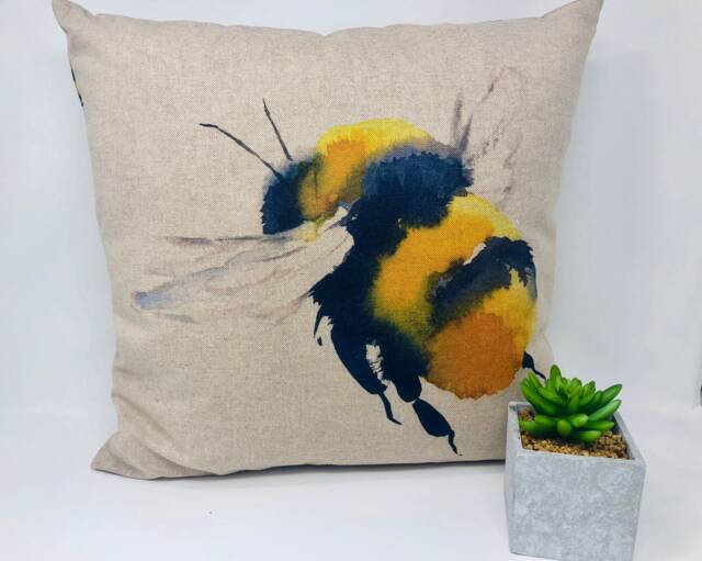 Bumble Bee Cushion Cover, Neutral Yellow & Black Birthday Present, Letterbox Gift - image 1