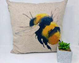 Bumble Bee Cushion Cover, Neutral Yellow & Black Birthday Present, Letterbox Gift - thumbnail 1