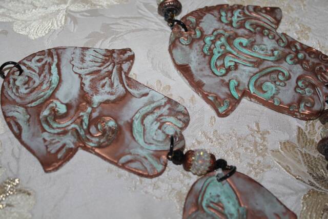 Patina Hamsa Wall Hanging Handmade Evil Eye Charm - image 1