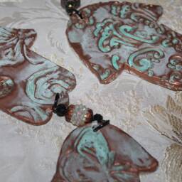 Patina Hamsa Wall Hanging Handmade Evil Eye Charm - thumbnail 4