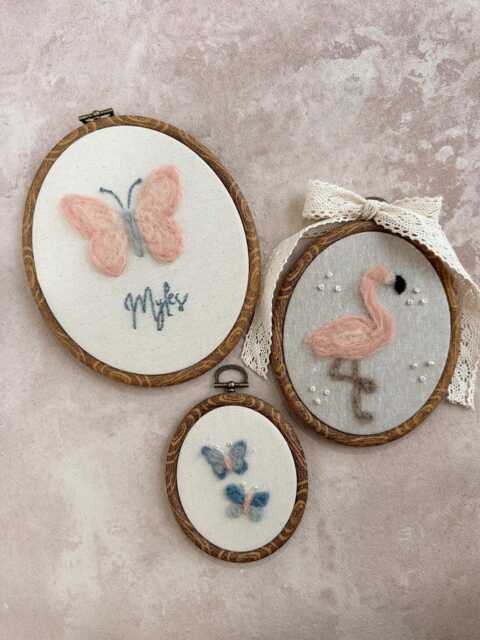 Custom Animal Trio Hoop Set - Personalized Needle Felt Wall Art Heirloom Nursery Decor Handmade Gift Any Animals - image 1