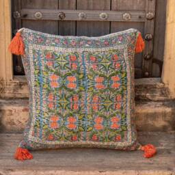 Handmade Cotton Gauze Quilt Bedding Set Boho Lotus Block Print - thumbnail 3