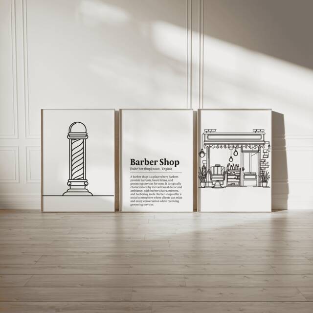 Barber Shop Definition Print Set - 3 Barbers Posters - Haircut Decor Men's Hairdresser Artwork Hairstylist Salon Wall Art Gift Picture - image 1
