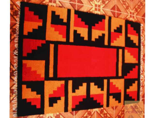 Handmade Geometric Alpaca Wool Rug Peruvian Loomed Carpet - image 1