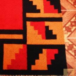 Handmade Geometric Alpaca Wool Rug Peruvian Loomed Carpet - thumbnail 3
