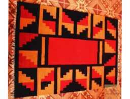 Handmade Geometric Alpaca Wool Rug Peruvian Loomed Carpet - thumbnail 1