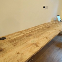 Reclaimed Wood Office Desk With Steel Legs, Extra Long Customisable Studio Workstation - thumbnail 3