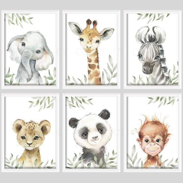 Choose Your Own Safari Jungle Animal Elephant Giraffe Zebra Lion 10 Boys Girls A4 Or A3 Nursery Set Of Unframed Prints Leaves Foliage - image 1