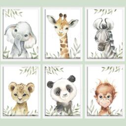 Choose Your Own Safari Jungle Animal Elephant Giraffe Zebra Lion 10 Boys Girls A4 Or A3 Nursery Set Of Unframed Prints Leaves Foliage - thumbnail 3