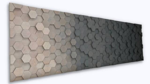 Handmade Ombre Hexagon Wood Wall Art - Silver Gray Black - image 1