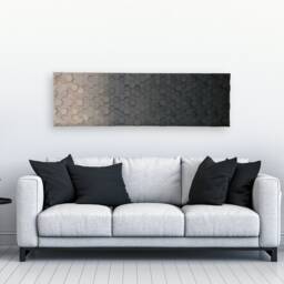 Handmade Ombre Hexagon Wood Wall Art - Silver Gray Black - thumbnail 3