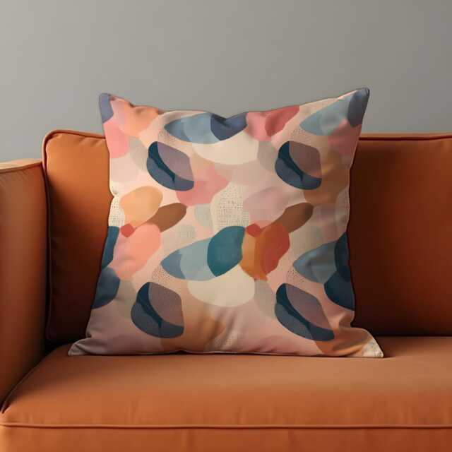 Soft Pastel Abstract Throw Pillow Cover, Modern Watercolor Cushion Case With Blue, Pink & Peach Shapes, Calm Accent For Sofa Or Bedroom - image 1