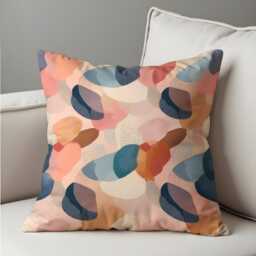 Soft Pastel Abstract Throw Pillow Cover, Modern Watercolor Cushion Case With Blue, Pink & Peach Shapes, Calm Accent For Sofa Or Bedroom - thumbnail 4