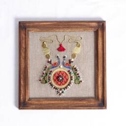 Necklace Royal Indian Jewellery Wall Art, Embroidery & Applique in Hoop Or Wooden Frame - thumbnail 2