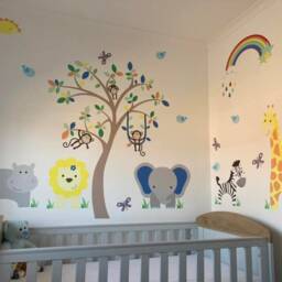 Jungle Animals Nursery Wall Stickers Safari Tree Mural - thumbnail 3