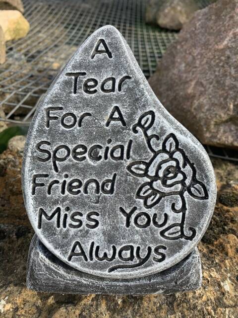 stone Garden Special Friend Tear Drop Memorial Plaque Concrete Ornament - image 1
