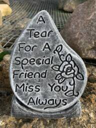 stone Garden Special Friend Tear Drop Memorial Plaque Concrete Ornament - thumbnail 1