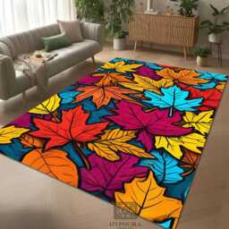 Colorful Fall Leaves Rug - Modern Pop Art Entrance Mat - thumbnail 2