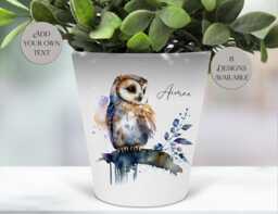Personalised Owl Plant Pot - Custom Pen Holder, Makeup Brush Storage, Desk D??cor - thumbnail 1