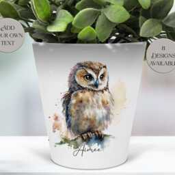 Personalised Owl Plant Pot - Custom Pen Holder, Makeup Brush Storage, Desk D??cor - thumbnail 3
