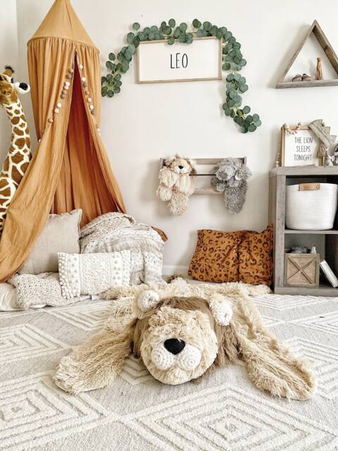 Handmade Lion Rug in Plush Faux Fur For Safari Nursery - image 1