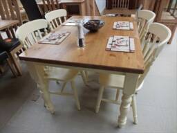 Farmhouse Painted 4' X 3' Kitchen/Dining Table With Pine Top - Bespoke Colours & Sizes Available - thumbnail 2