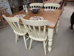 Farmhouse Painted 4' X 3' Kitchen/Dining Table With Pine Top - Bespoke Colours & Sizes Available - thumbnail 3