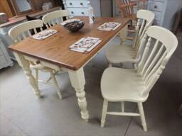 Farmhouse Painted 4' X 3' Kitchen/Dining Table With Pine Top - Bespoke Colours & Sizes Available - thumbnail 1