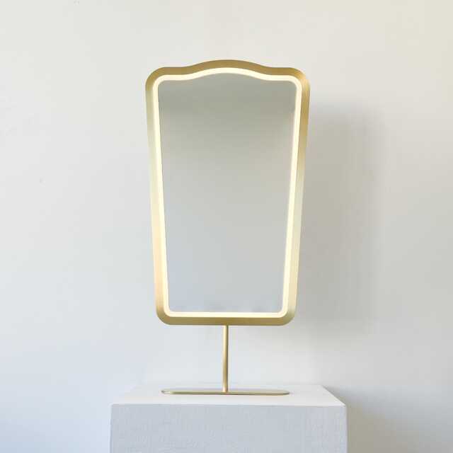 Countertop Illuminated Mirror With Brass Frame - Vintage N.4 - image 1