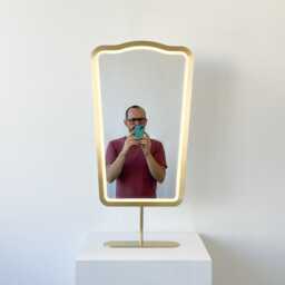 Countertop Illuminated Mirror With Brass Frame - Vintage N.4 - thumbnail 3
