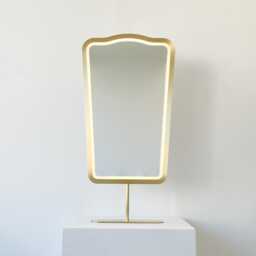 Countertop Illuminated Mirror With Brass Frame - Vintage N.4 - thumbnail 1
