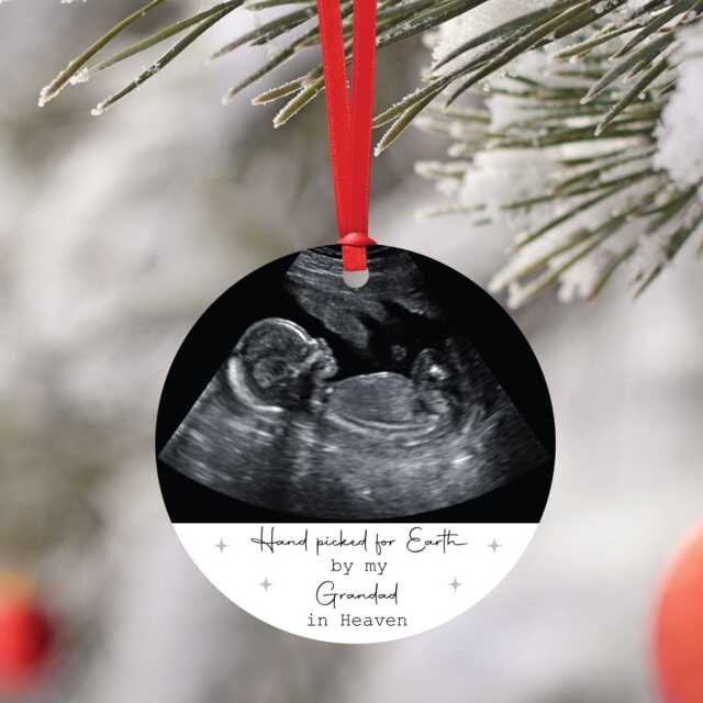 Personalised Hand Picked For Earth Pregnancy Announcement Christmas Tree Decoration Bauble - Gift From Bump Nanny Grandad Reveal - image 1