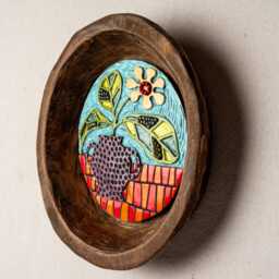 Ceramic Mosaic Wall Art in Hand Carved Wood Frame - 12 Inch - Made To Order - thumbnail 2