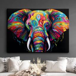 Elephant Animal Abstract Oil Painting Desert Style Wall Art Framed Canvas Poster Print, Home/Office Room Decor Gifts - thumbnail 1