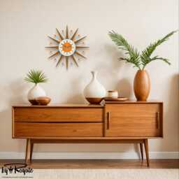 Teak Starburst Clock Mid Century Modern Wall Decor, 19 - thumbnail 2