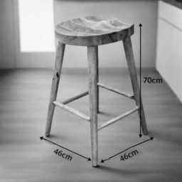 Solid Mango Wood Breakfast Bar Stool. Construction. 70cm High - thumbnail 4