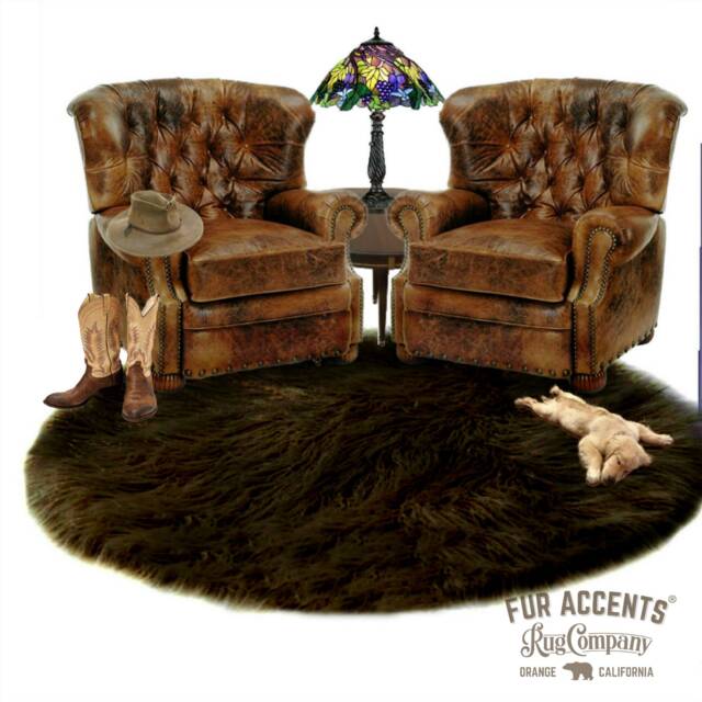 Plush Faux Fur Round Rug - Shaggy Sheepskin Style, Accents Usa - image 1