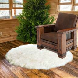 Plush Faux Fur Round Rug - Shaggy Sheepskin Style, Accents Usa - thumbnail 2