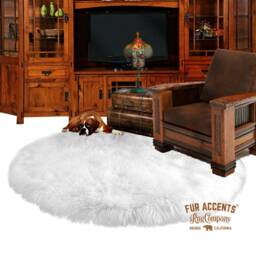 Plush Faux Fur Round Rug - Shaggy Sheepskin Style, Accents Usa - thumbnail 3