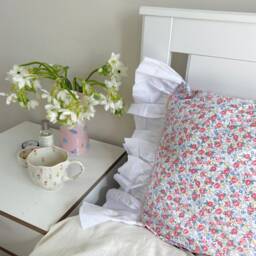 Vintage Floral Ruffled Pillowcase - 100% Cotton Standard Cover - thumbnail 3