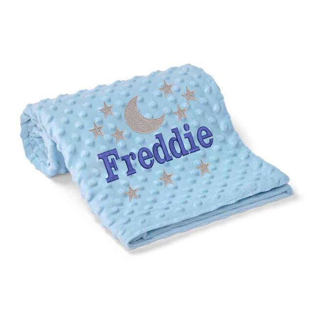 Personalized Baby Blanket Embroidered Moon & Stars, Soft Bubble Blanket - image 1