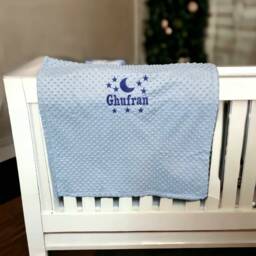 Personalized Baby Blanket Embroidered Moon & Stars, Soft Bubble Blanket - thumbnail 4
