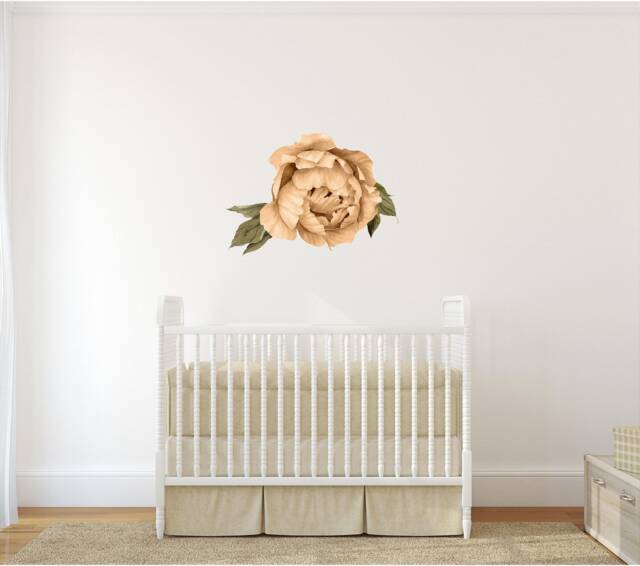 Orange Peony #24 Removable Fabric Wall Decal Individual Blooming Peonies Baby Girl Room Nursery Decor - Customize Your Own Sticker Set