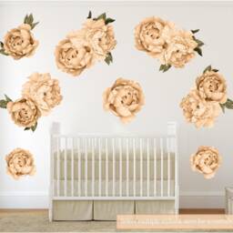 Orange Peony #24 Removable Fabric Wall Decal Individual Blooming Peonies Baby Girl Room Nursery Decor - Customize Your Own Sticker Set - thumbnail 2