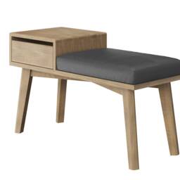 Mid Century Modern Solid Wood Bench With Storage Drawer, Gossip Bench, Custom Made - thumbnail 2