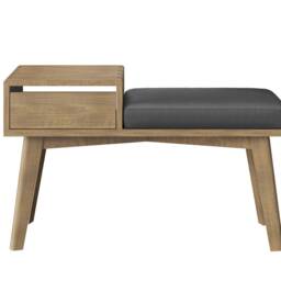 Mid Century Modern Solid Wood Bench With Storage Drawer, Gossip Bench, Custom Made - thumbnail 3