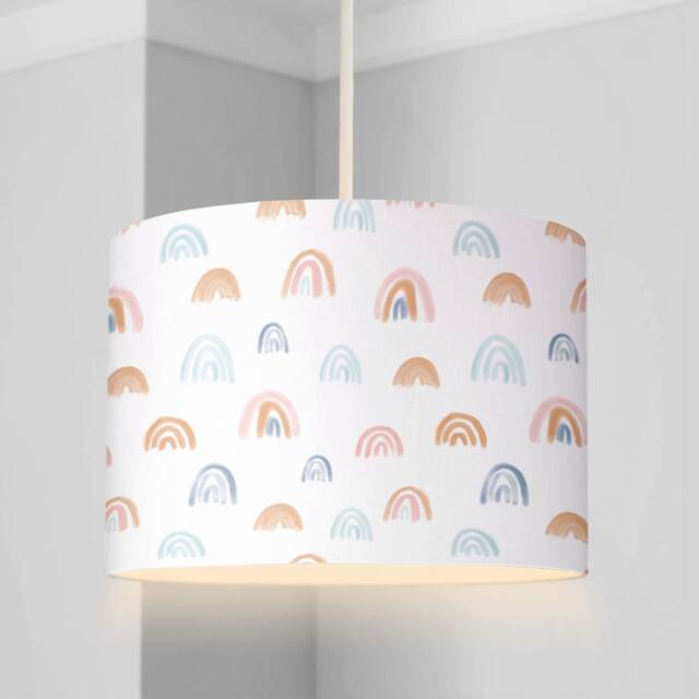 Lampshade - Nursery Ceiling Or Table Lampshade, Watercolour Rainbow Lampshade, Childrens Room Decor, Round Decor, Rainbow - image 1