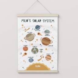 Personalised Space Solar System Print, Poster, Educational Boy Nursery Decor, Scandi Playroom Prints, Kids Wall Art - thumbnail 3